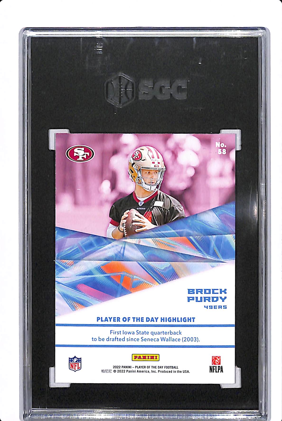 2022 PLAYER OF THE DAY BROCK PURDY NO NAME FOIL ERROR RC SGC AUTH
