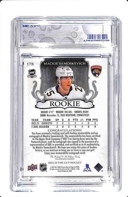 2023-24 UD THE CUP MACKIE SAMOSKEVICH ROOKIE AUTO PATCH #178 /249