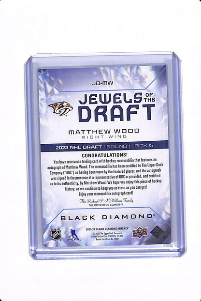 2025-26 UPPER DECK BLACK DIAMOND MATTHEW WOOD JEWELS OF THE DRAFT /49 #JD-MW
