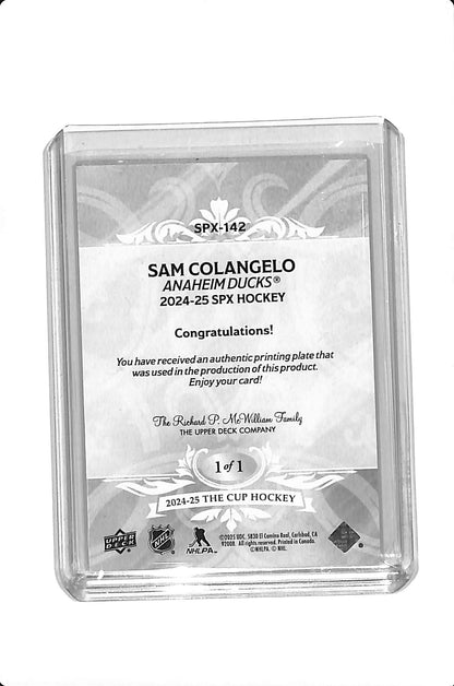 2024-25 UPPER DECK THE CUP SAM COLANGELO ROOKIE MASTERPIECES CYAN PRINTING PLATE 1/1 #SPX-142