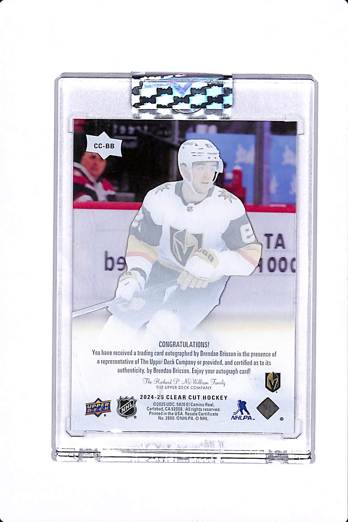 2024-25 UPPER DECK CLEAR CUT BRENDAN BRISSON ROOKIE AUTO #CC-BB