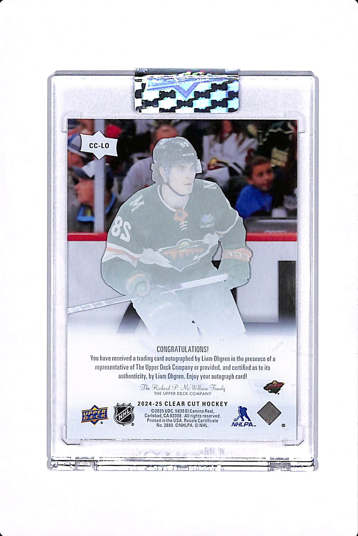 2024-25 UPPER DECK CLEAR CUT LIAM OHGREN ROOKIE AUTO #CC-LO