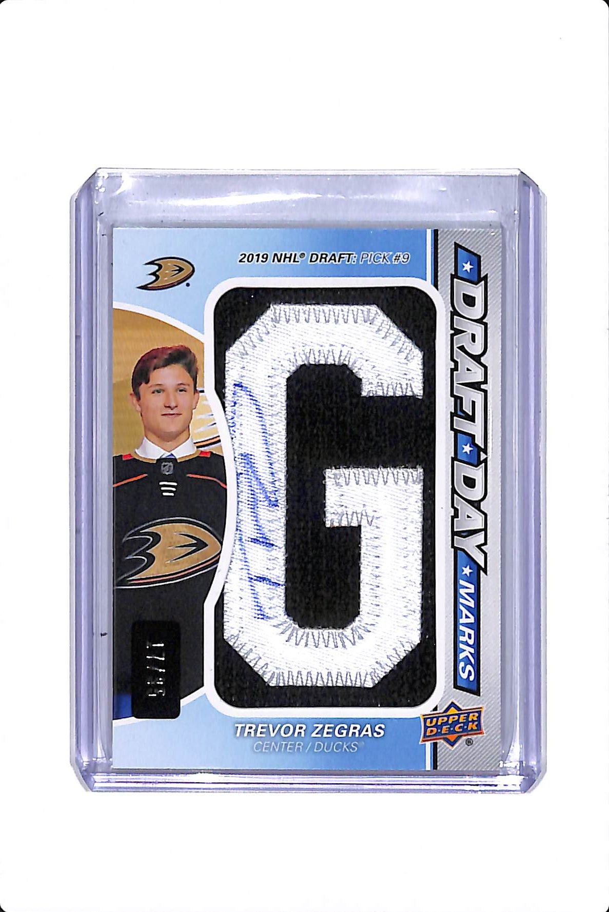 2021-22 UPPER DECK SP GAME USED TREVOR ZEGRAS DRAFT DAY MARKS /35 #DDB-TV (G)
