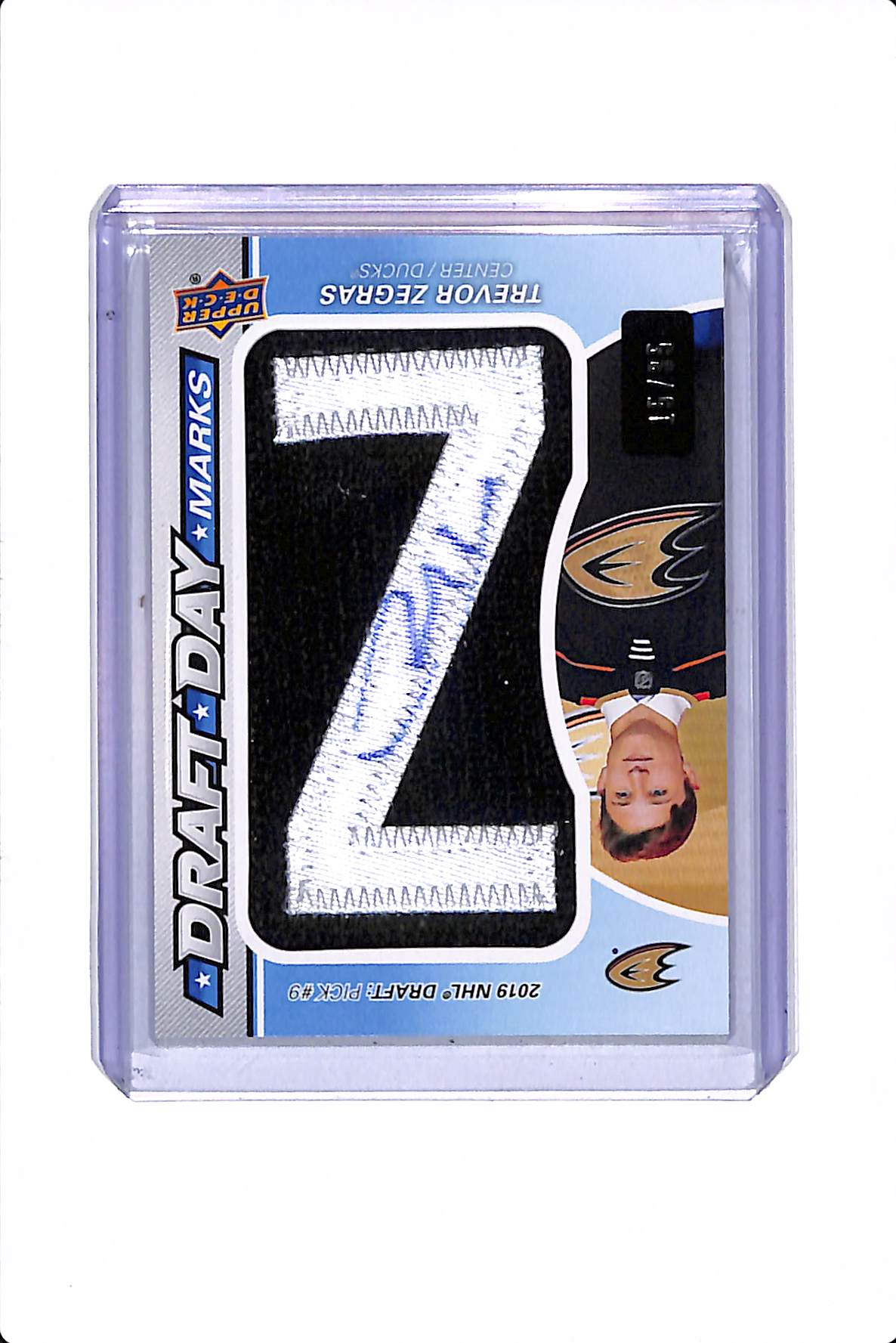 2021-22 UPPER DECK SP GAME USED TREVOR ZEGRAS DRAFT DAY MARKS /35 #DDB-TV (Z)