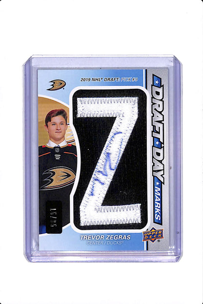 2021-22 UPPER DECK SP GAME USED TREVOR ZEGRAS DRAFT DAY MARKS /35 #DDB-TV (Z)