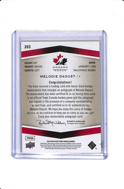 2014 UPPER DECK TEAM CANADA WOMEN MELANIE DAOUST PATCH AUTO /199