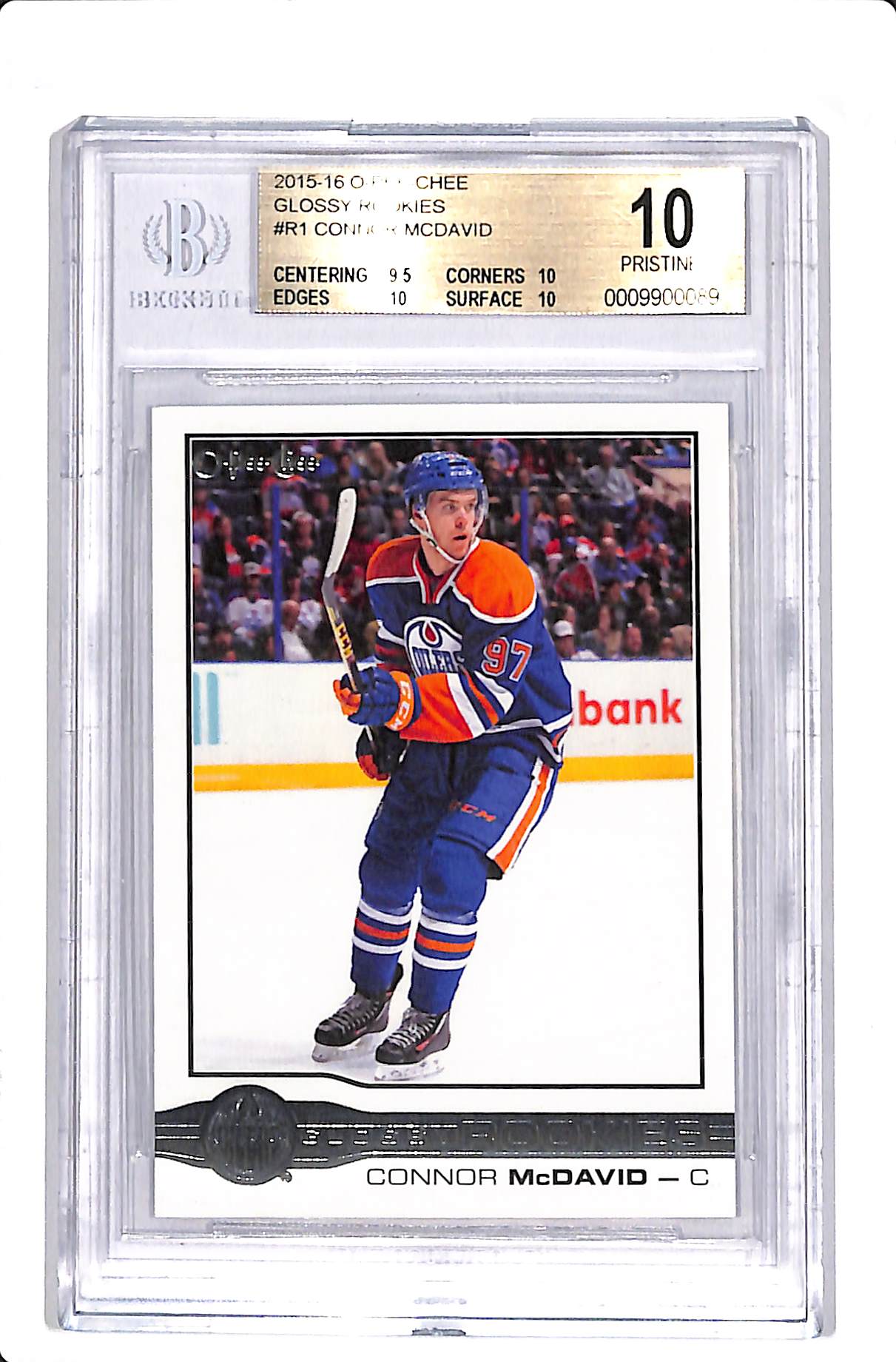 2015-16 O-PEE-CHEE GLOSSY ROOKIES CONNOR MCDAVID BGS 10 #R1
