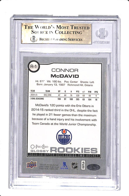 2015-16 O-PEE-CHEE GLOSSY ROOKIES CONNOR MCDAVID BGS 10 #R1