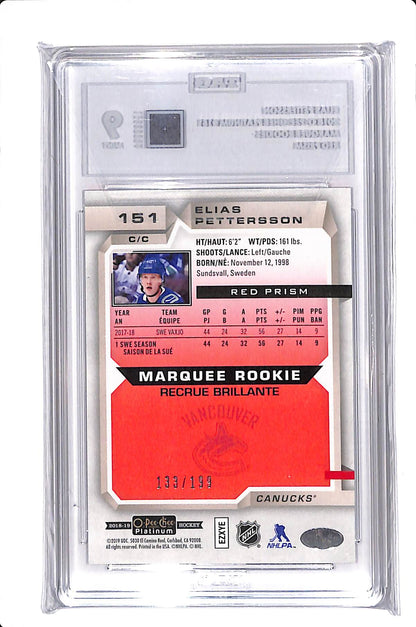 2018-19 UPPER DECK O-PEE-CHEE PLATINUM ELIAS PETTERSSON MARQUEE ROOKIE RED PRISM /199 TAG 9 #151