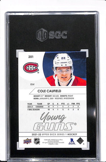 2021-22 UPPER DECK SERIES 1 COLE CAUFIELD YOUNG GUNS SGC 9.5 #201