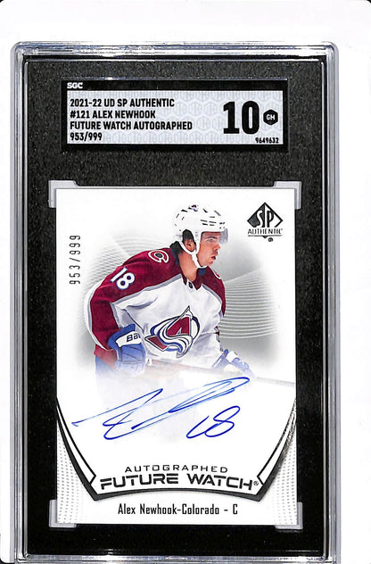 2021-22 UD SP AUTHENTIC ALEX NEWHOOK FUTURE WATCH AUTO 953/999 SGC 10 #121