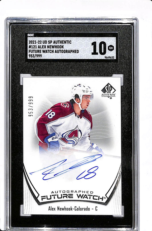 2021-22 UD SP AUTHENTIC ALEX NEWHOOK FUTURE WATCH AUTO 953/999 SGC 10 #121