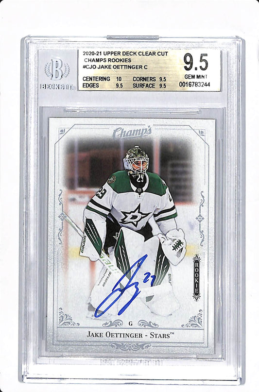 2020-21 UPPER DECK CLEAR CUT JAKE OETTINGER CHAMPS ROOKIES BGS 9.5 #C-JO
