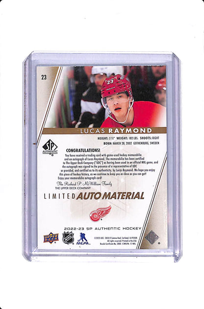 2022-23 UPPER DECK SP AUTHENTIC LUCAS RAYMOND LIMITED AUTO MATERIAL /50 #23