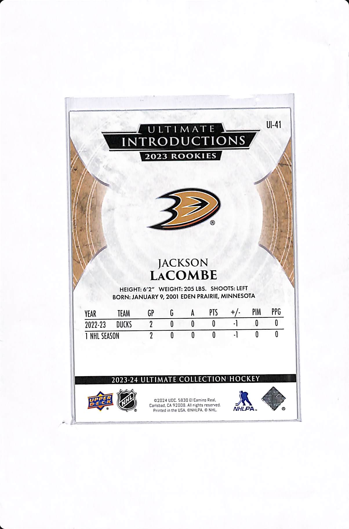 2023-25 UPPER DECK ULTIMATE JACKSON LACOMBE ULTIMATE INTRODUCTIONS ROOKIE /5 #UI-51