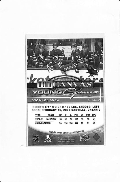 2025-26 UPPER DECK MICHAEL MISA UD CANVAS YOUNG GUNS BLACK & WHITE #C-378