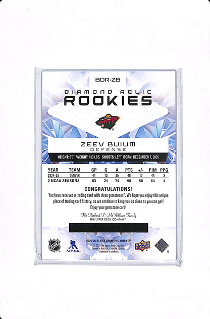 2025-26 UPPER DECK BLACK DIAMOND ZEEV BUIUM DIAMOND RELIC ROOKIES /99 #BDR-ZB