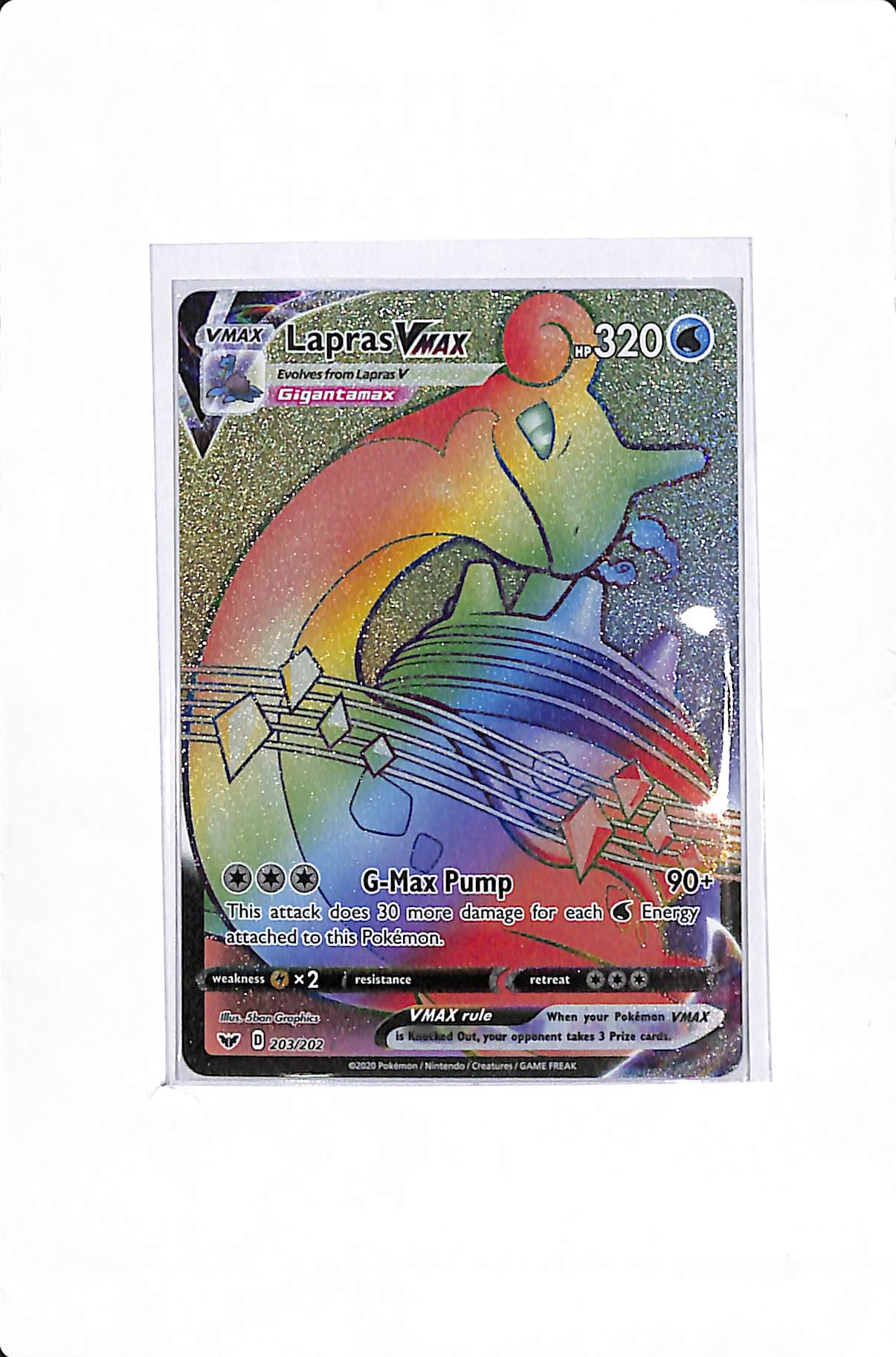 Lapras VMAX (Secret) Sword & Shield Base Set Secret Rare 203/202