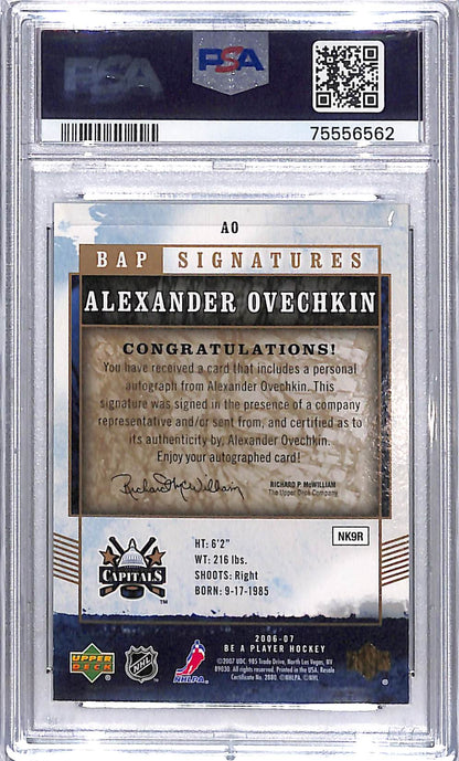 2006-07 UPPER DECK BE A PLAYER ALEXANDER OVECHKIN SIGNATURES PSA 9 #AO