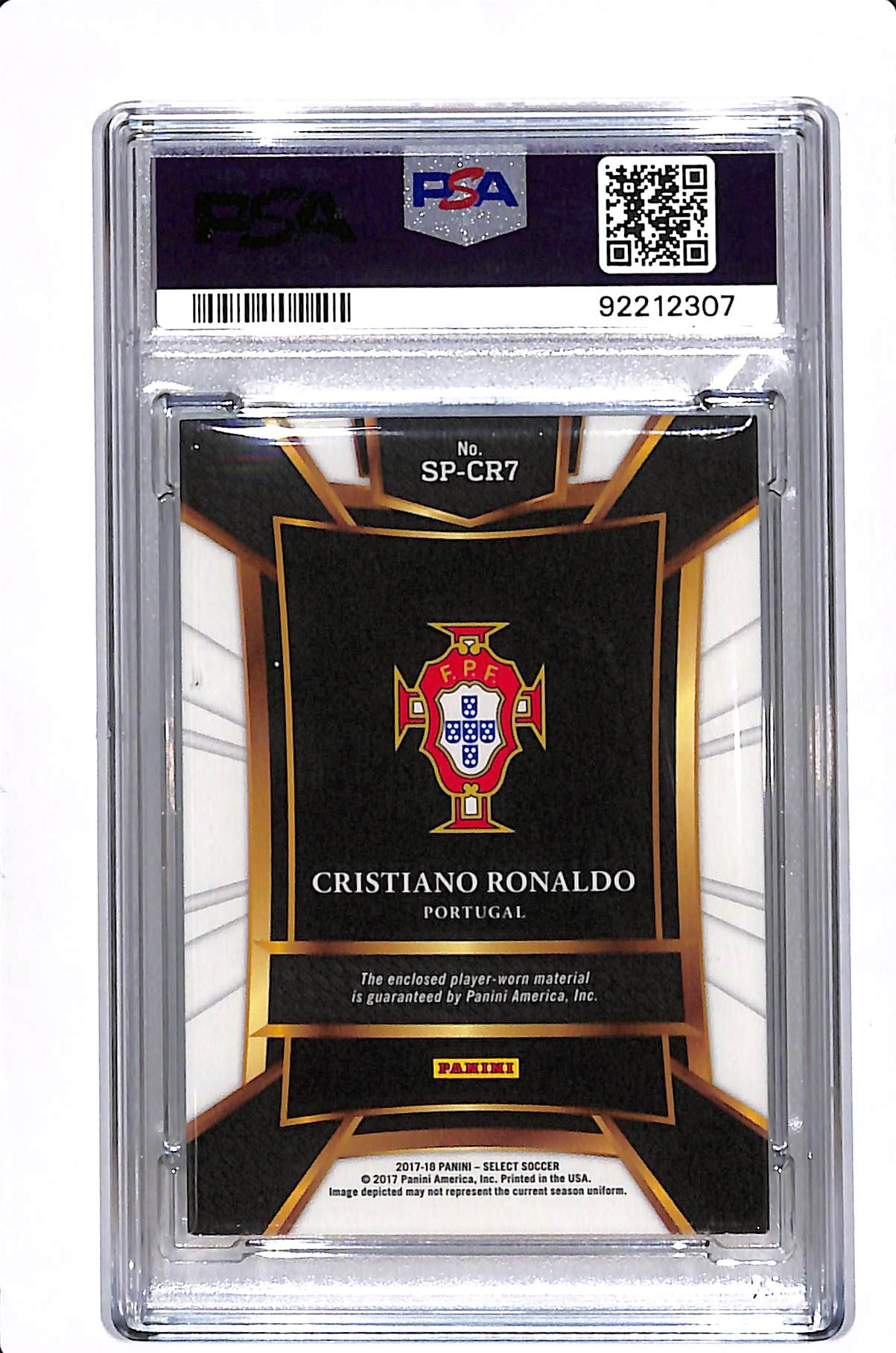 2017-18 PANINI SELECT CRISTIANO RONALDO SPARKS MEMORABILIA PSA 8 #SPCR7 PLAYER WORN