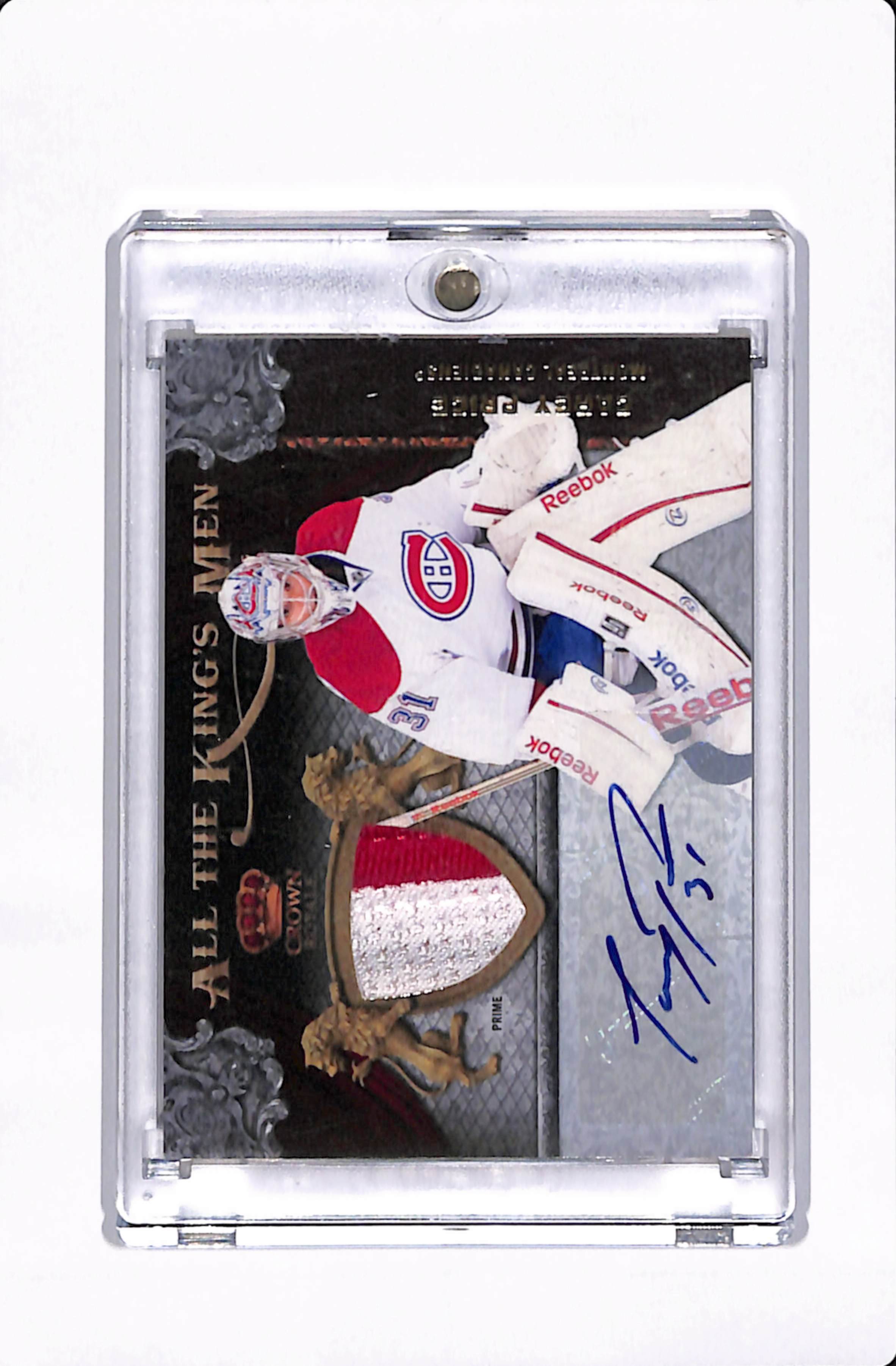 2011 PANINI CROWN ROYALE ALL THE KING'S MEN PATCH AUTO CAREY PRICE /10