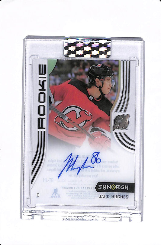 2023-24 UPPER DECK CLEAR CUT JACK HUGHES SYNERGY RETRO ROOKIE AUTO #RT-JH