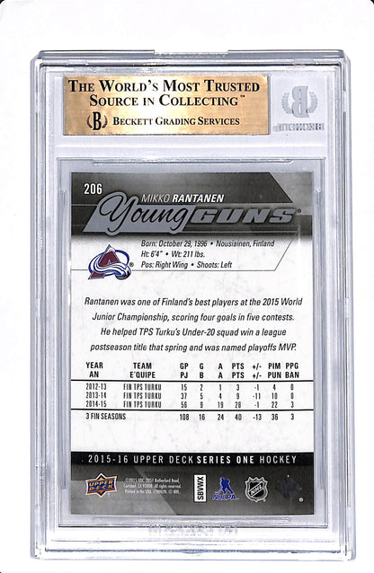 2015-16 UPPER DECK SERIES ONE MIKKO RANTANEN YOUNG GUNS BGS 9.5 #206