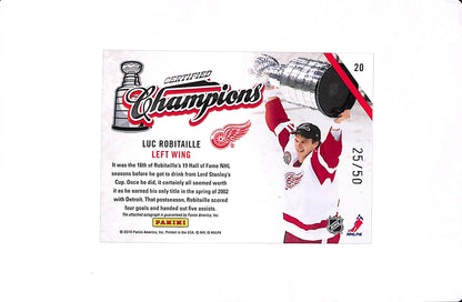 2010-11 PANINI CERTIFIED CHAMPIONS AUTO LUC ROBITAILLE /50 #20