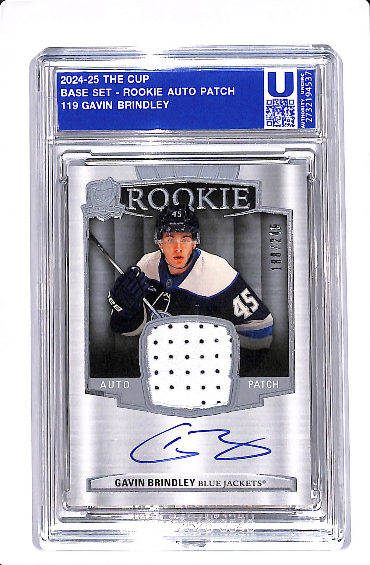 2024-25 UPPER DECK THE CUP GAVIN BRINDLEY ROOKIE PATCH AUTO /249 #119