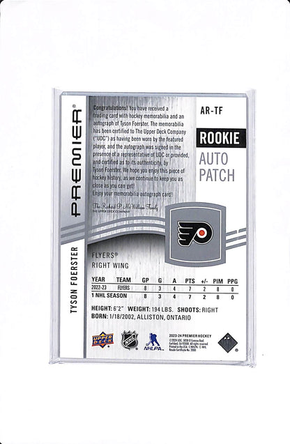 2023-24 UPPER DECK PREMIER TYSON FOERSTER ROOKIE AUTO PATCH /249 #AR-TF