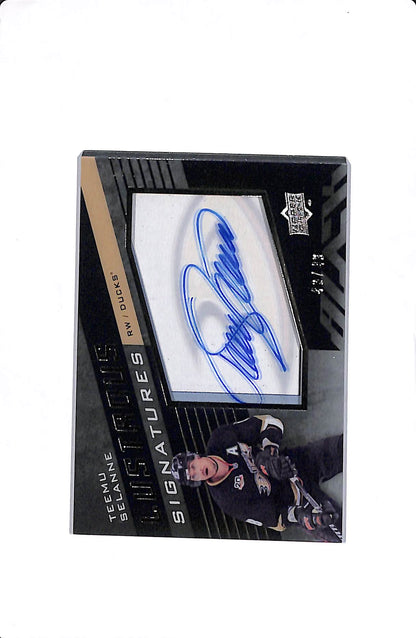 2014-15 UPPER DECK BLACK TEEMU SELANNE LUSTROUS SIGNATURES /49 #BS-TS