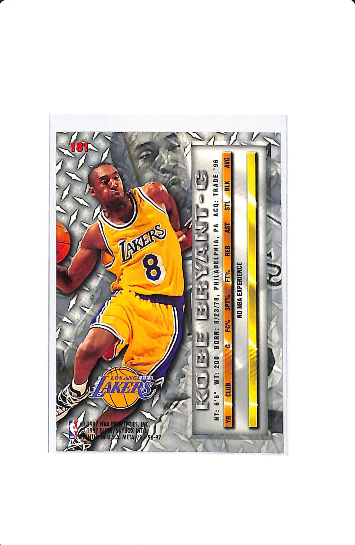 1997 FLEER METAL KOBE BRYANT #181 ROOKIE RC