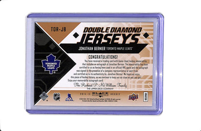 2014-15 UPPER DECK BLACK DIAMOND JONATHAN BERNIER DOUBLE DIAMOND JERSEYS AUTO /5 #TOR-JB