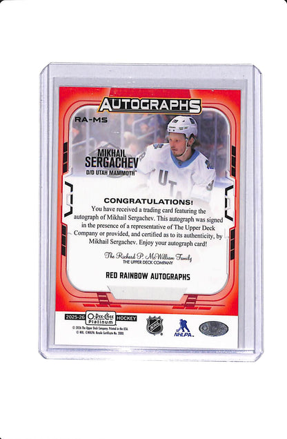 2025-26 UPPER DECK O-PEE-CHEE MIKHAIL SERGACHEV RED RAINBOW AUTOGRAPHS #RA-MS