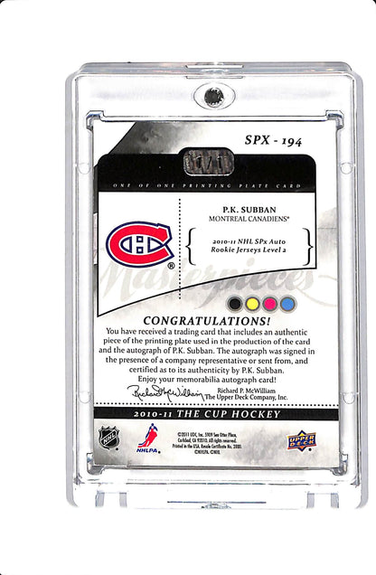 2010-11 UPPER DECK THE CUPP.K. SUBBAN PRINTING PLATE BLACK 1/1 #SPX-194
