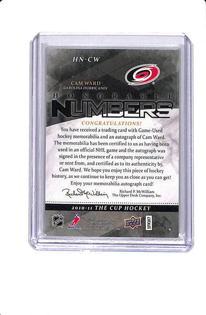 2010-11 UPPER DECK THE CUP CAM WARD HONORABLE NUMBERS PATCH AUTO /30 #HN-CW