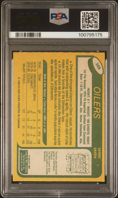 1980 O-PEE-CHEE MARK MESSIER "ERROR IN THE BACK" ROOKIE PSA 8 #289