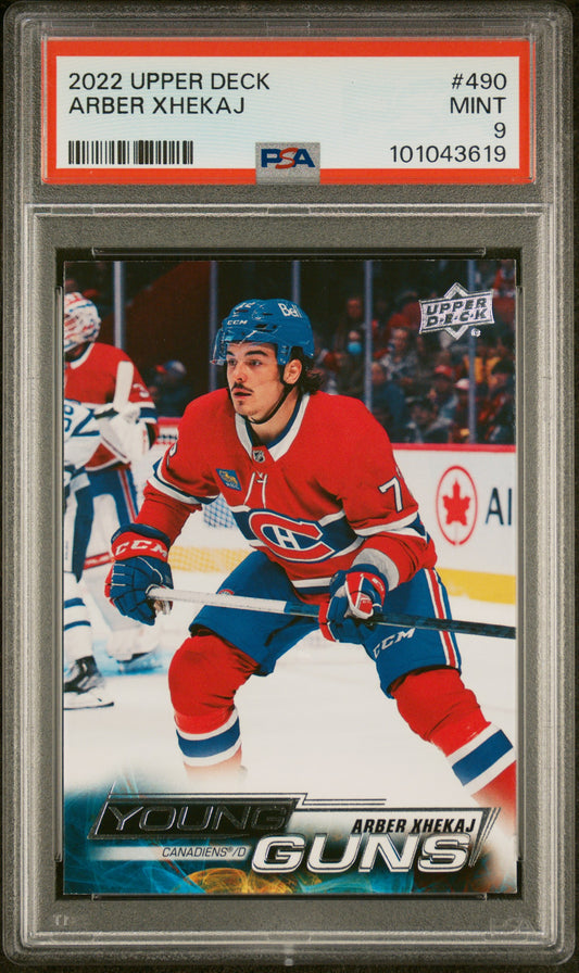 2022 UPPER DECK SERIES 2 #490 ARBER XHEKAJ YOUNG GUNS PSA 9