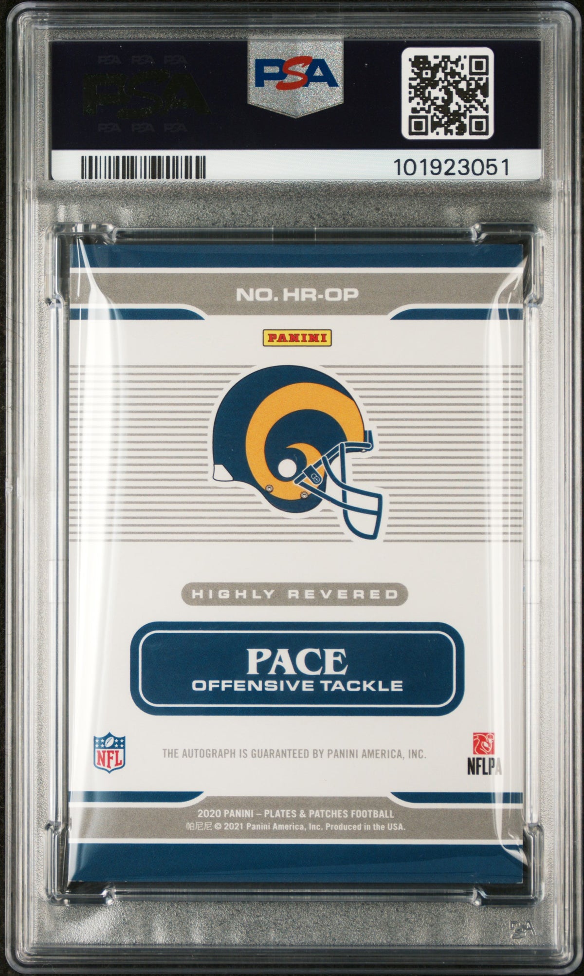 2023 PANINI PLATES & PATCHES #HROP ORLANDO PACE HIGHLY REVERED BLUE AUTO /50 #HROP0