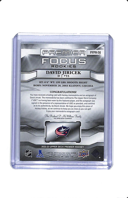 2022-23 UD PREMIER DAVID JIRICEK FOCUS ROOKIES PATCH AUTO 71/75