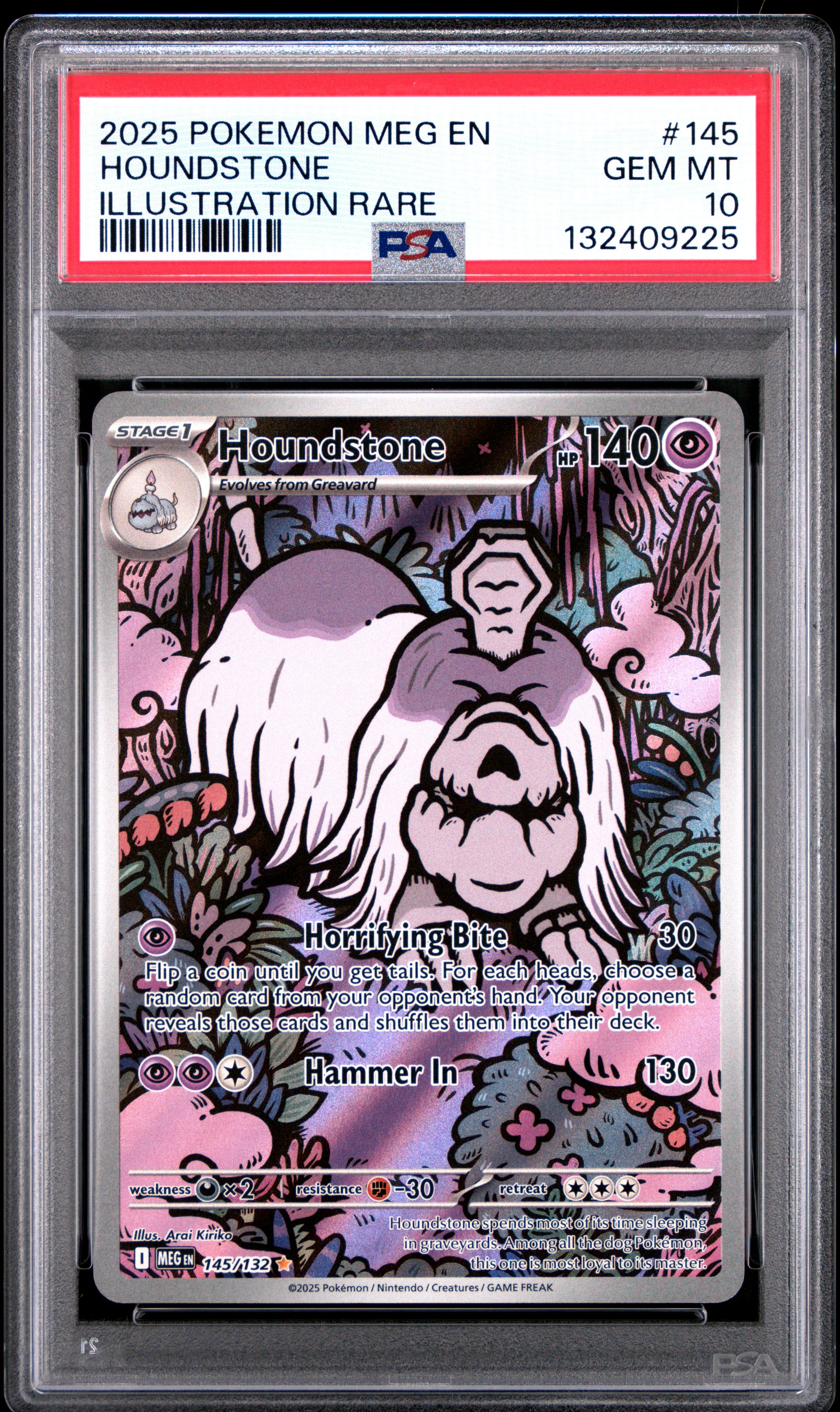 2025 POKEMON MEG EN HOUNDSTONE ILLUSTRATION RARE #145 PSA 10