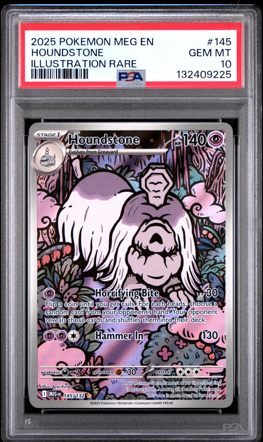 2025 POKEMON MEG EN HOUNDSTONE ILLUSTRATION RARE #145 PSA 10