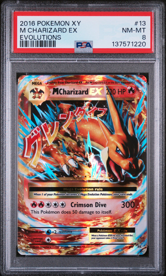 2016 POKEMON XY M CHARIZARD EX EVOLUTIONS #13 PSA 8