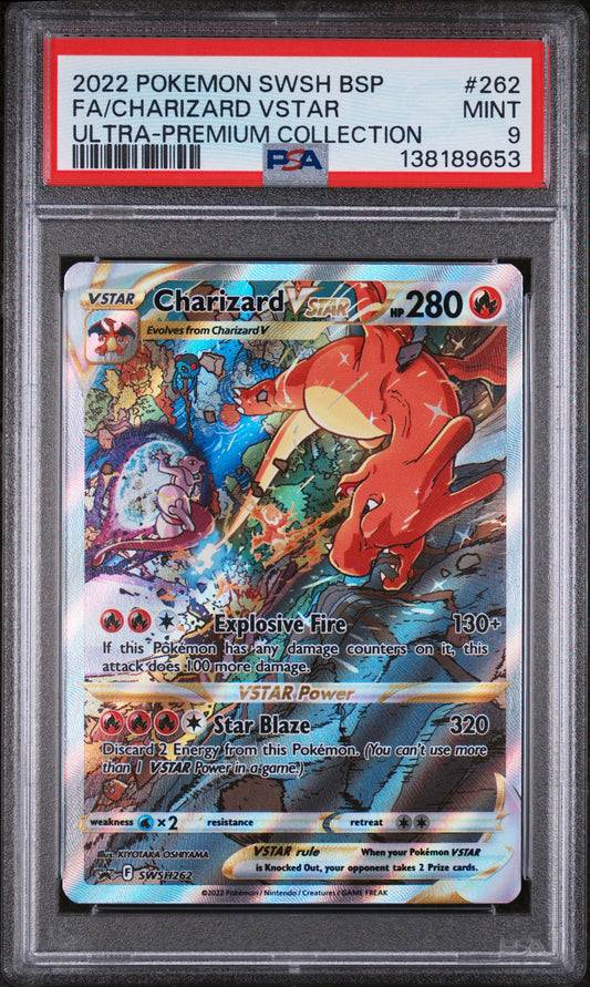 2022 POKEMON SWSH BLACK STAR PROMO FA CHARIZARD ULTRA PREMIUM COLLECTION #262 PSA 9