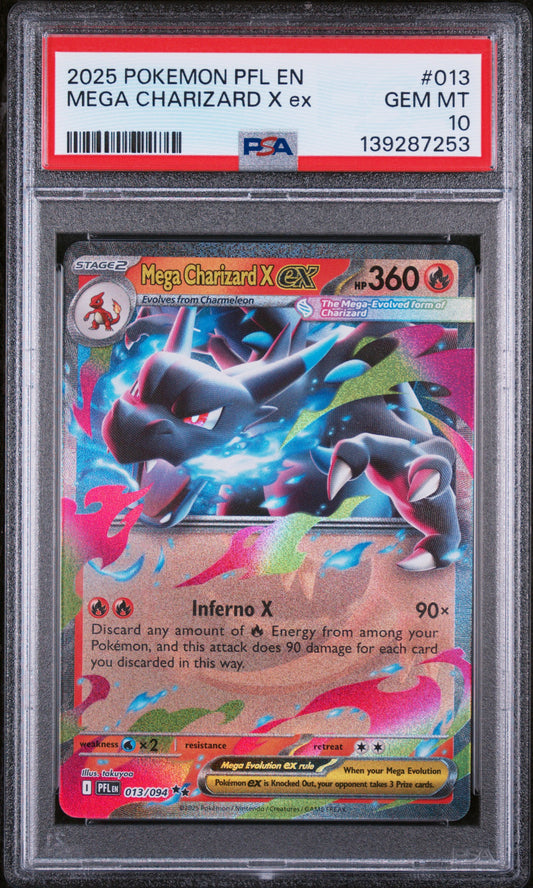 2025 POKEMON PFL EN MEGA CHARIZARD X EX #013 PSA 10