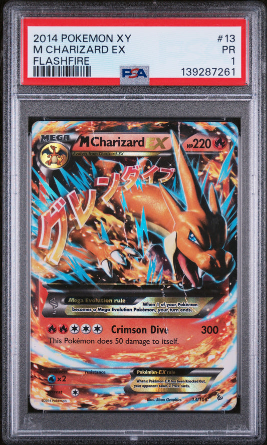 2014 POKEMON XY M CHARIZARD EX FLASHFIRE #13 PSA 1