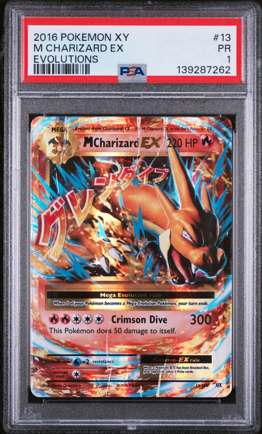 2016 POKEMON XY M CHARIZARD EX EVOLUTIONS #13 PSA 1