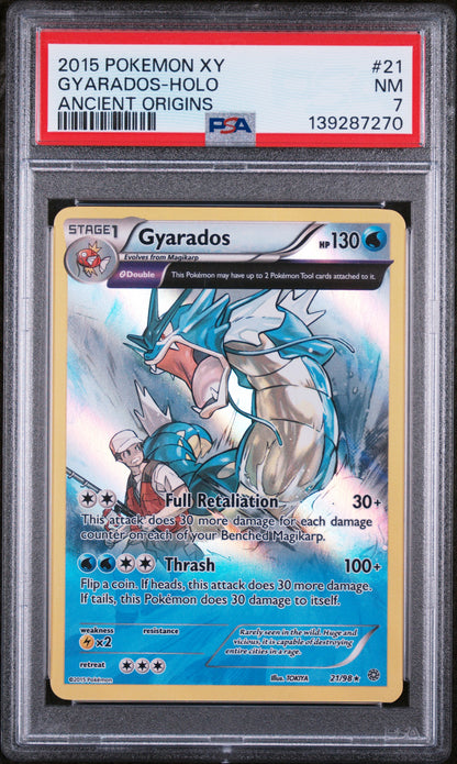 2015 POKEMON XY GYARADOS HOLO ANCIENT ORIGINS #21 PSA 7