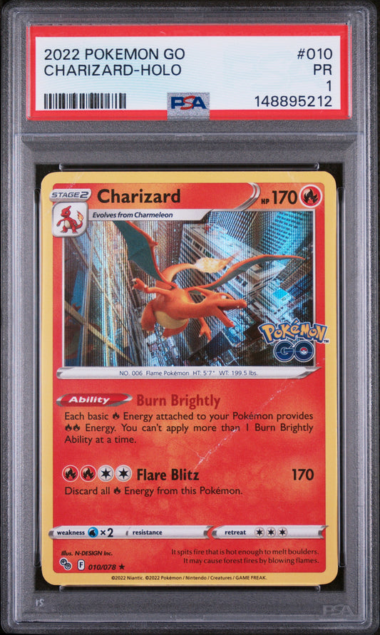 2022 POKEMON GO CHARIZARD HOLO #010 PSA 1