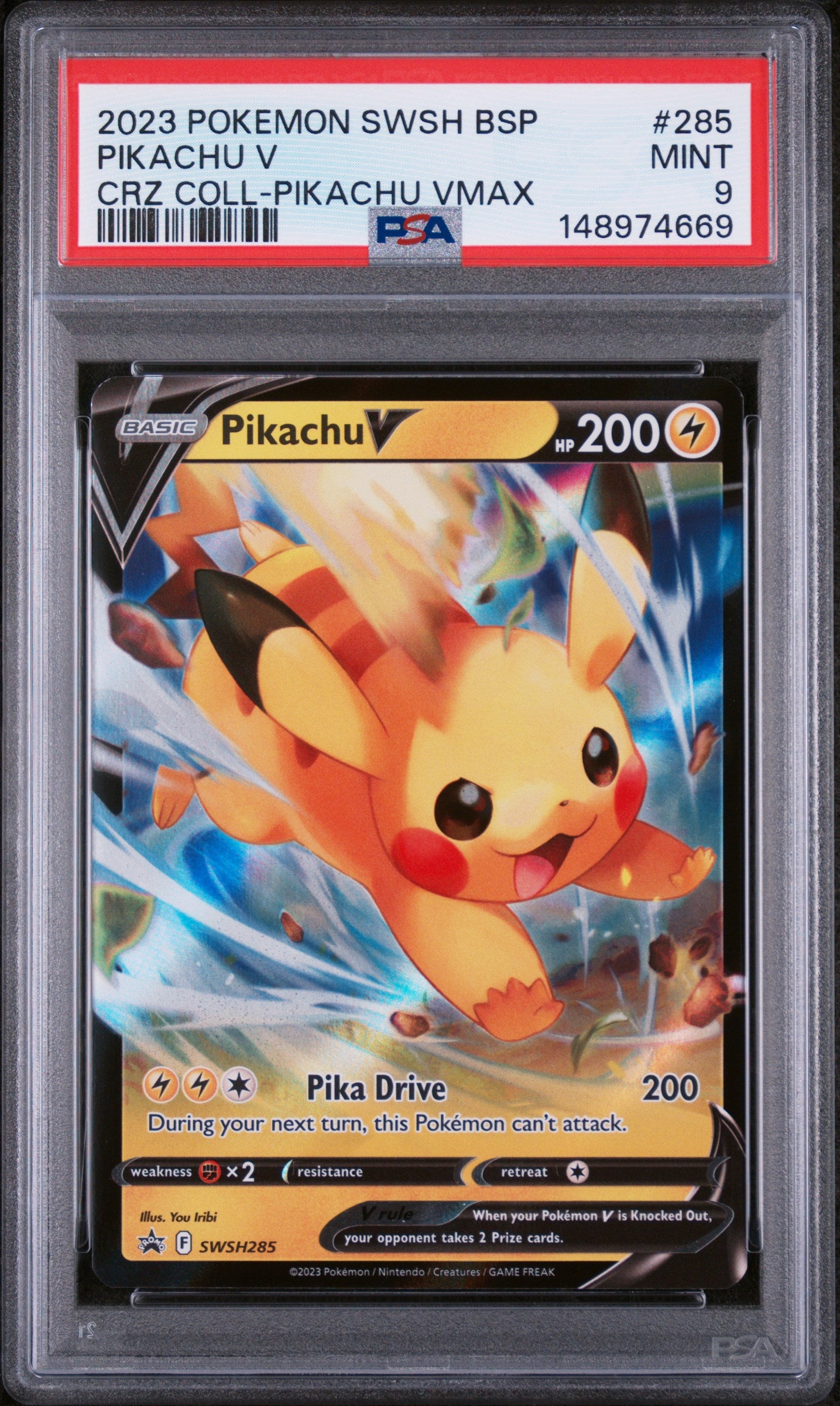 2023 POKEMON SWSH BSP BLACK STAR PROMO PIKACHU V CROWN ZENITH SPECIAL COLLECTION #285 PSA 9
